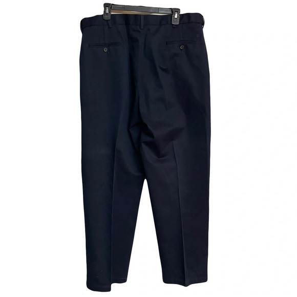 Haggar men’s navy dress pants pleated front size 40x32 100% cotton - Picture 2 of 6